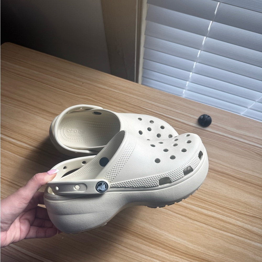 Cream Platform Crocs - Picture 2 of 3